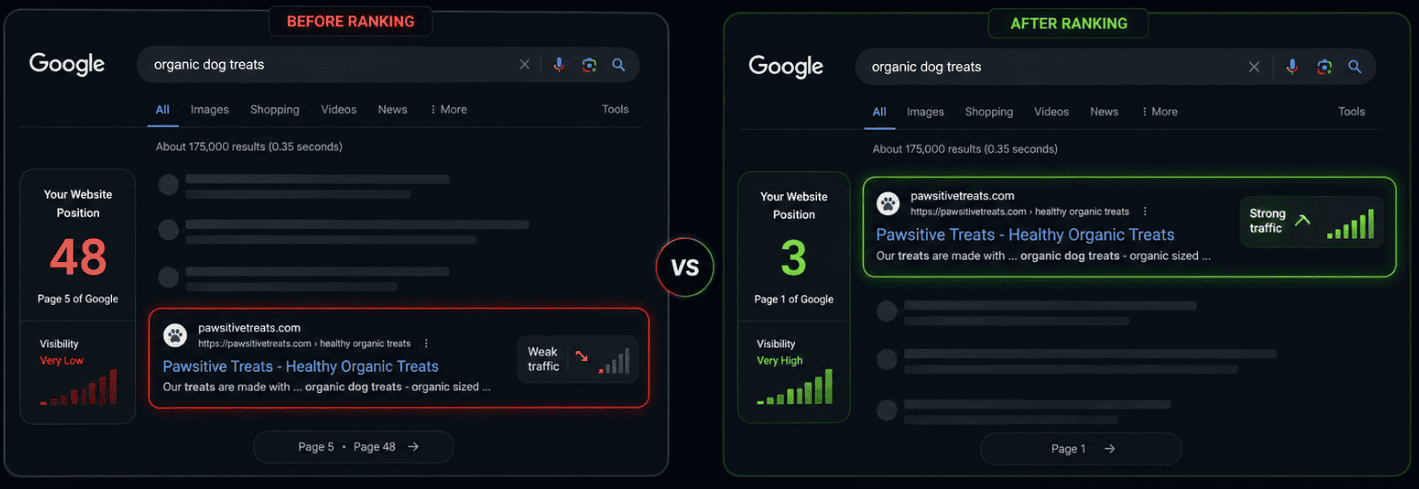 Google Ranking Before and After